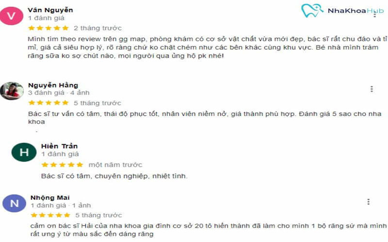 Những đánh giá của khách hàng về nha khoa Gia Đình Những đánh giá của khách hàng về nha khoa Gia Đình