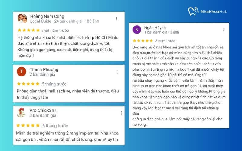 Những đánh giá của khách hàng về nha khoa Sài Gòn