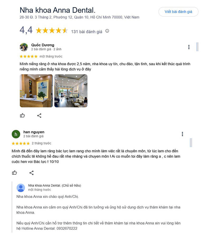 Đơn vị nhận về 131 lượt đánh giá 5 sao trên nền tảng Google