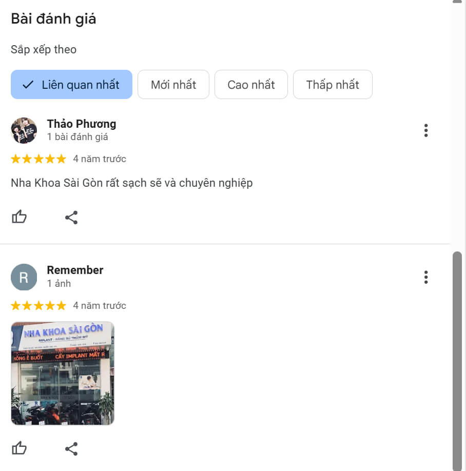 Đánh giá về nha khoa Sài Gòn