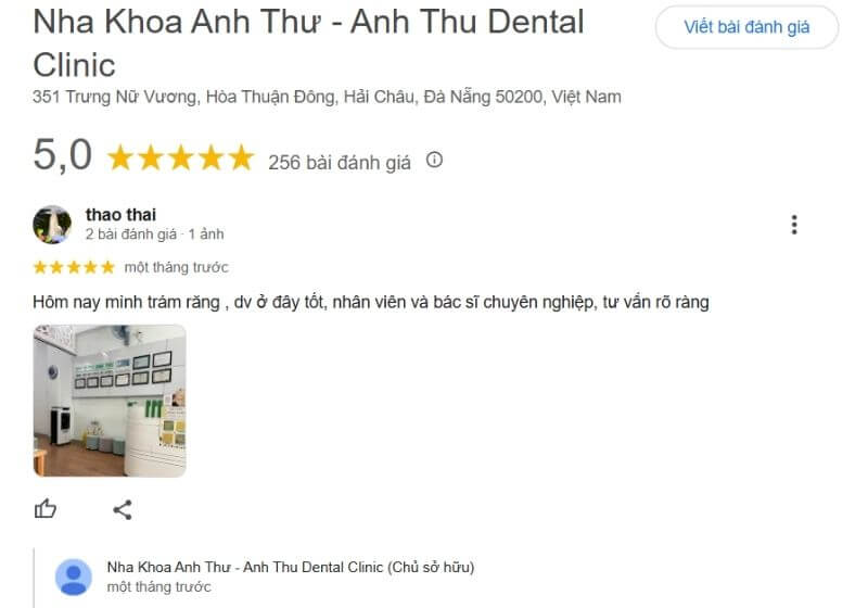 Với hơn 20 năm kinh nghiệm trong lĩnh vực nha khoa, Anh Thư là địa chỉ uy tín được nhiều gia đình lựa chọn tại Đà Nẵng.