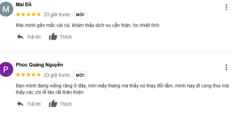 Khách hàng đánh giá cao sự tư vấn kỹ lưỡng, thái độ nhiệt tình và chuyên nghiệp của nha khoa