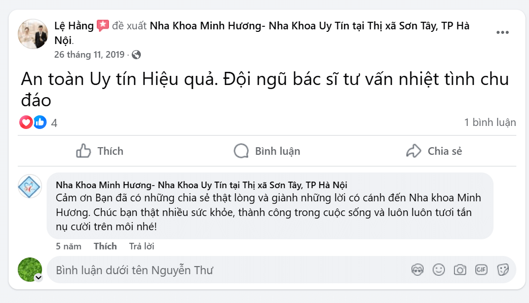 Minh Hương là địa chỉ uy tín được nhiều bệnh nhân tin tưởng lựa chọn