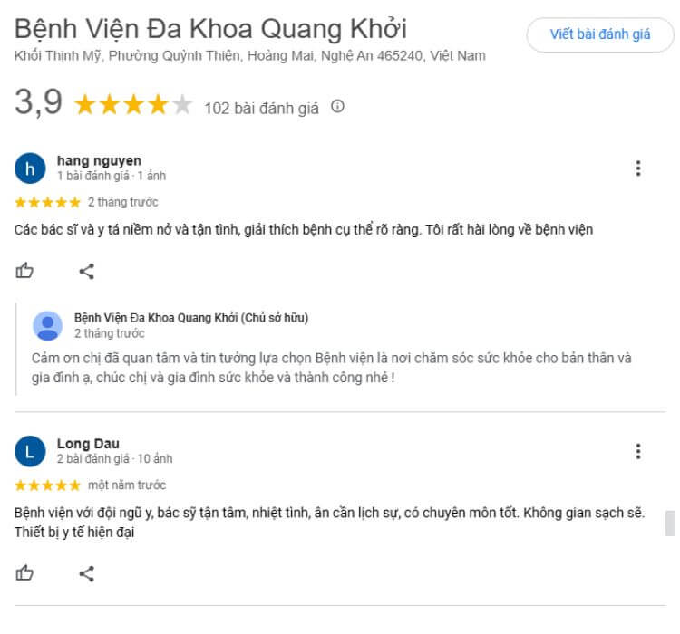 Bệnh viện Đa khoa Quang Khởi bao gồm khoa Răng hàm mặt