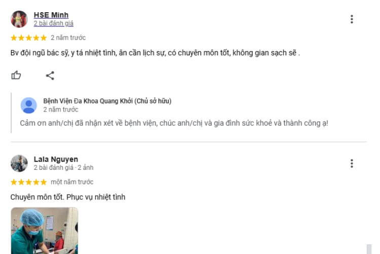 Bệnh viện Đa khoa Quang Khởi bao gồm khoa Răng hàm mặt