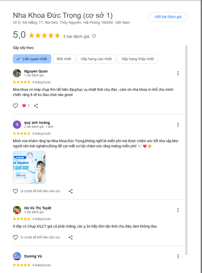 Trung tâm Nha khoa Đức Trọng được thành lập gần 20 năm với 2 cơ sở