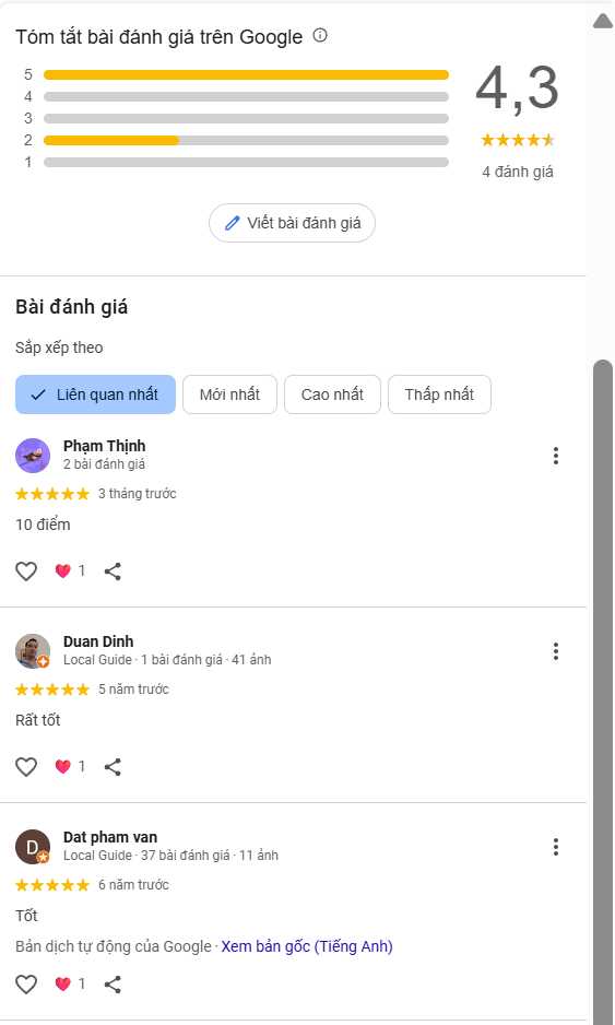 Đánh giá từ khách hàng