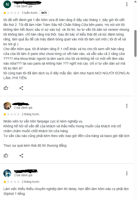 Có thể tham khảo phần review chi tiết ở trang Google Map của nha khoa để có cái nhìn khách quan nhất