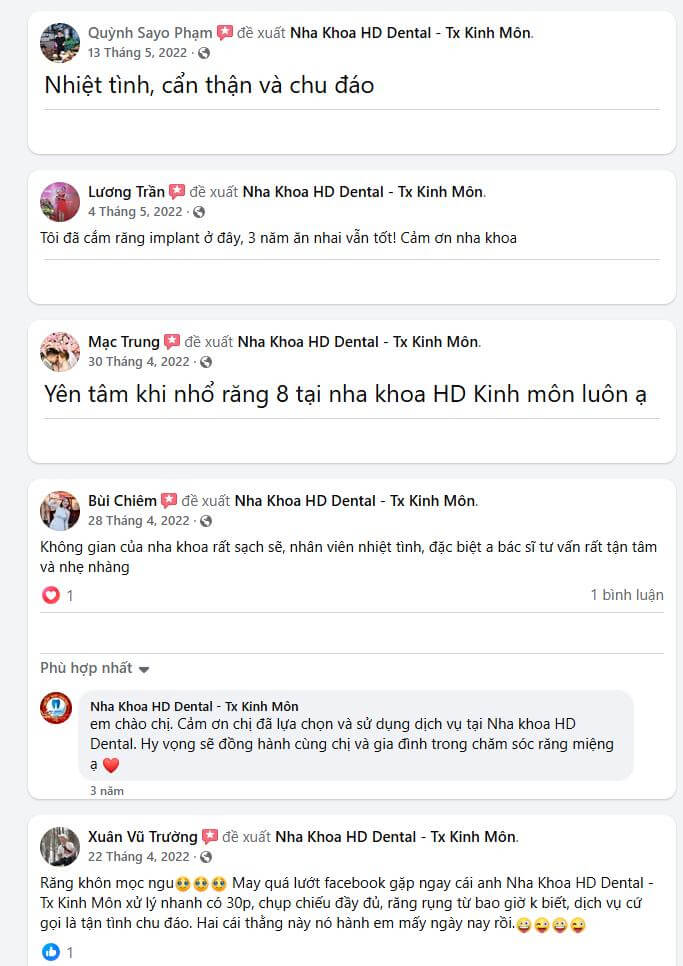 Đánh giá của khách hàng về nha khoa