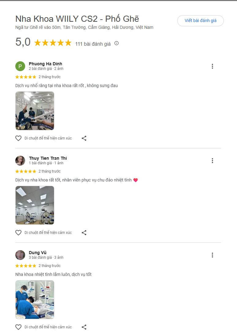 Đánh giá tích cực về nha khoa